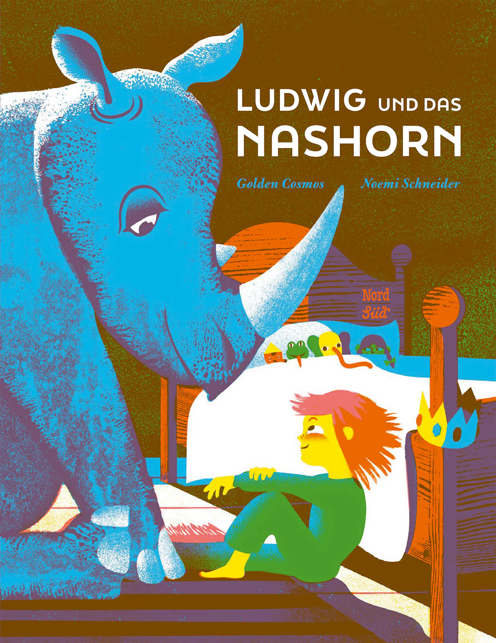 Cover von "Ludwig und das Nashorn" von Golden Cosmos und Noemi Schneider aus dem Nord Süd Verlag.