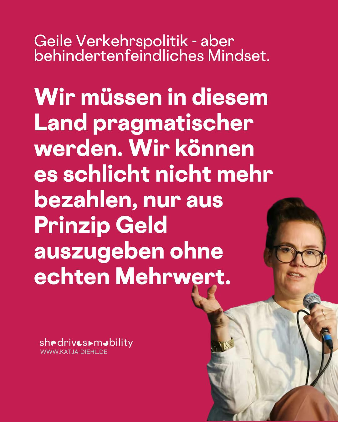 Geile Verkehrspolitik - aber behindertenfeindliches Mindset.
Wir müssen in diesem Land pragmatischer werden. Wir können es schlicht nicht mehr bezahlen, nur aus Prinzip Geld auszugeben ohne echten Mehrwert.