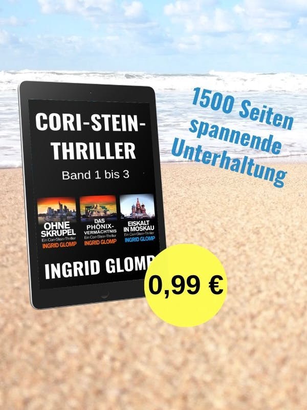 Strand mit dem Cover des Sammelbands sowie den Beschriftungen "1500 Seiten spannende Unterhaltung" und "0,99 €".