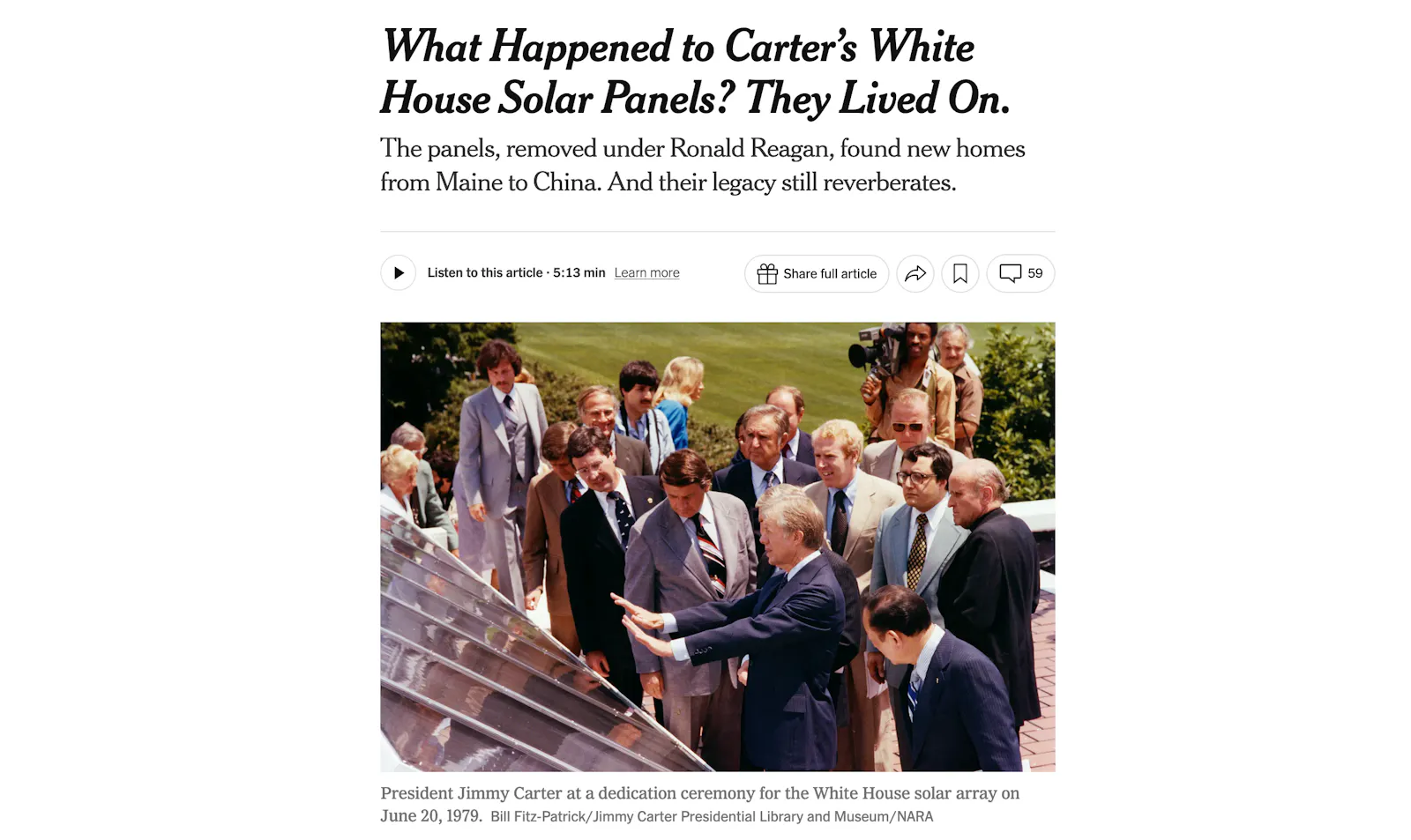 What Happened to Carter’s White House Solar Panels? They Lived On.
The panels, removed under Ronald Reagan, found new homes from Maine to China. And their legacy still reverberates.
