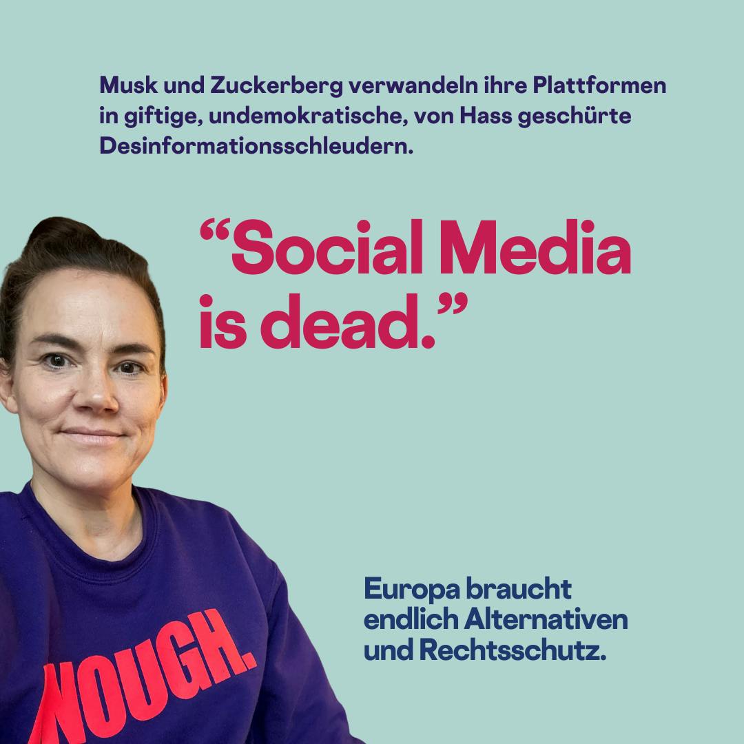 Social Media is dead. Rot auf türkisem Grund.