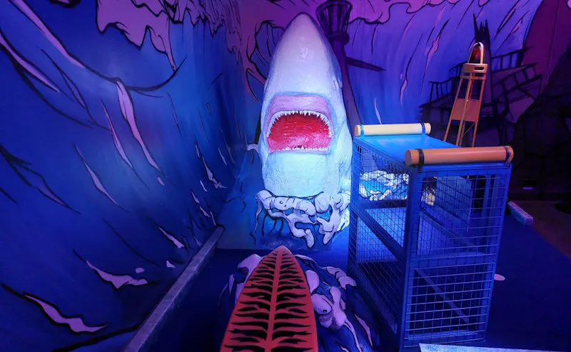 Shark feature at mini-golf, The Light, Redhill