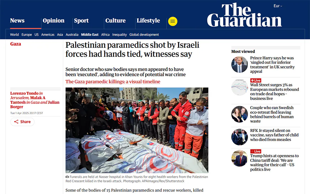 Screenshot des Beitrags des Guardian