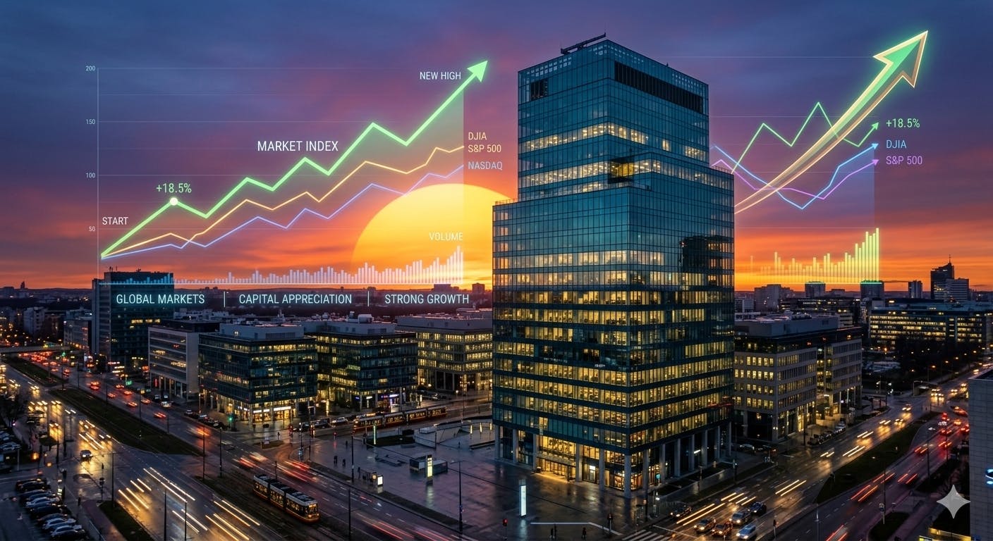 financial-themed image showing a modern glass office tower - stepstone building