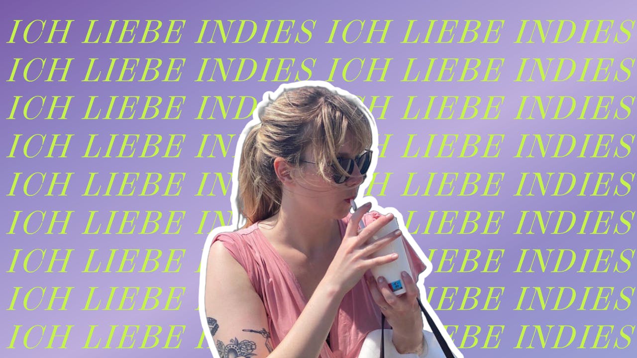 Ich in der Mitte, im Hintergrund steht mehrmals ich liebe indies