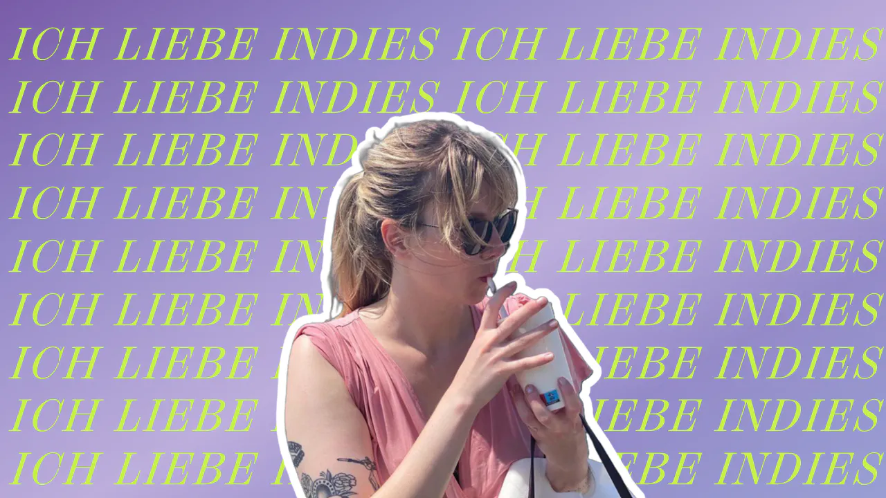 Ich in der Mitte, im Hintergrund steht mehrmals ich liebe indies