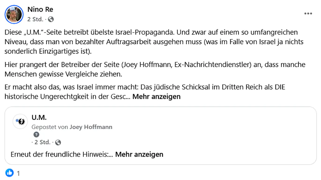 Screenshot des Postings