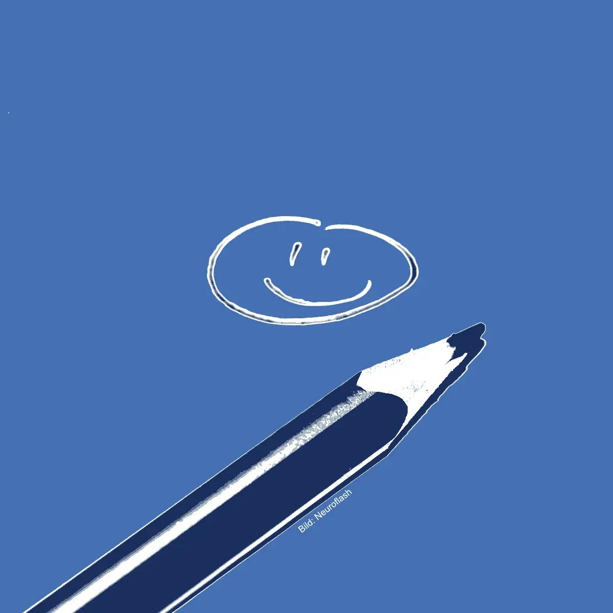 Ein einfacher Bleistift mit einem Smiley