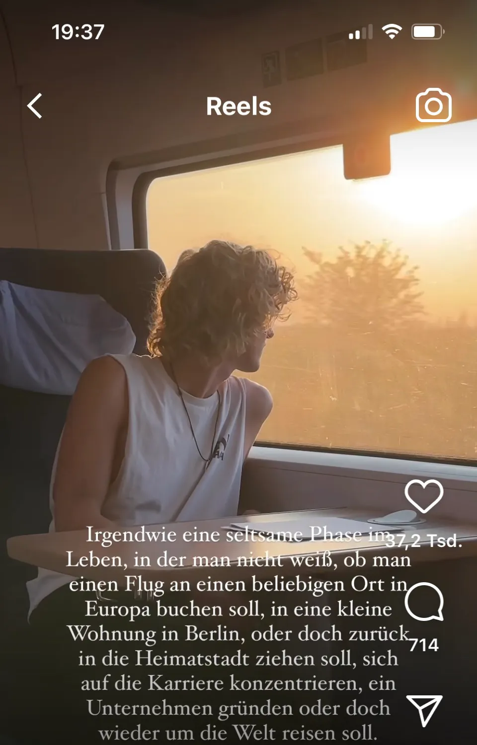 Screenshot mit verbalen Selbstumkreisungen eines Instagram-Influencers