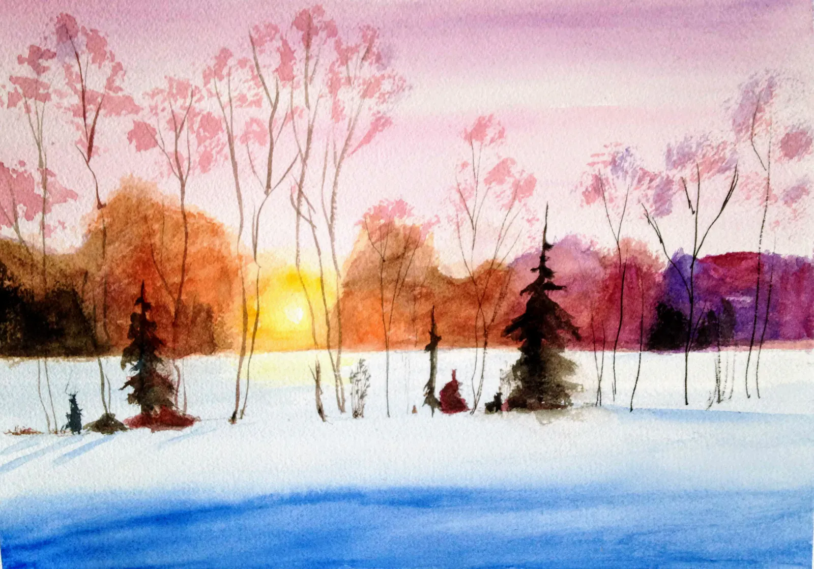 Sonnenuntergang in einer magischen Winterlandschaft
