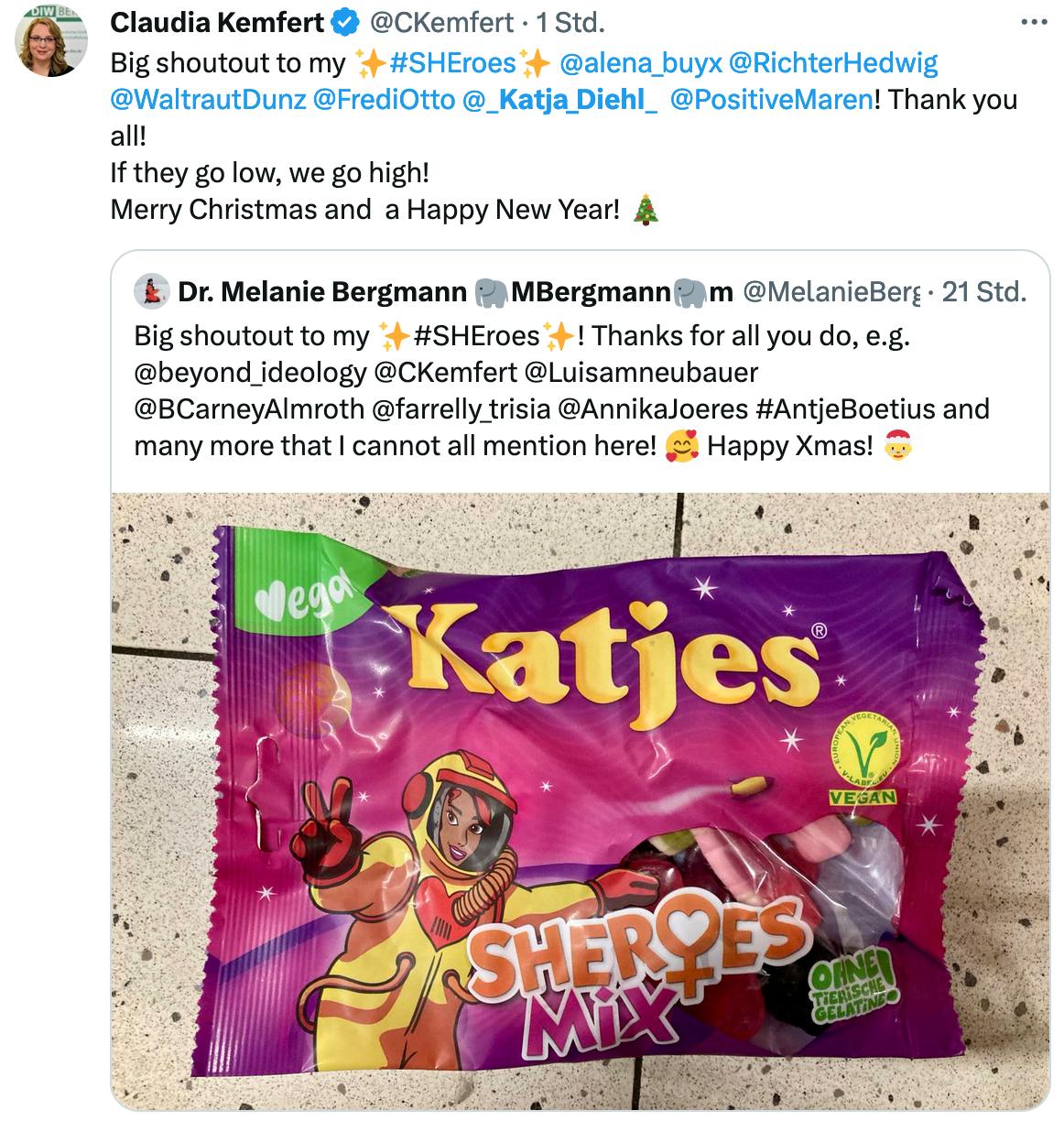 Claudia Kemfert hat mir virtuell Sheroes Sweets geschickt.