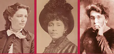 Sepia-Fotos von Victoria Woodhull, Lucy Parsons und Emma Goldman