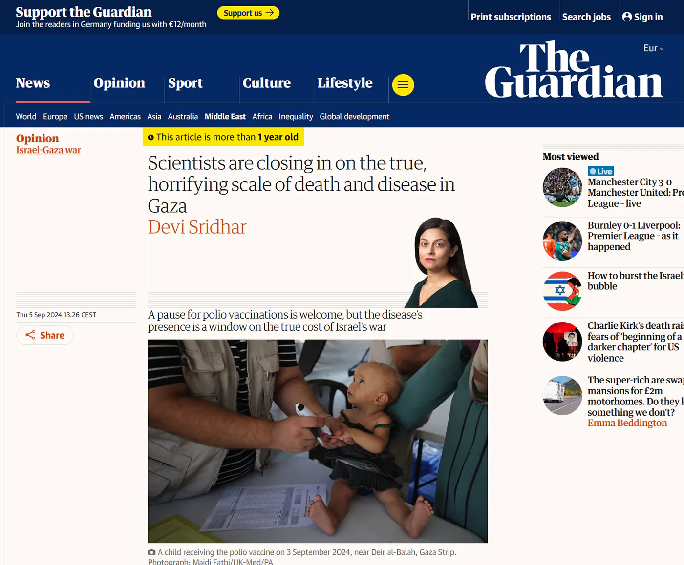 Screenshot des Guardian-Artikels