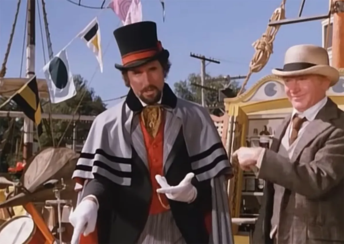 Sceenshot der Quacksalber Dr. Terminus und seines Helfers aus dem Disney-Film "Elliot".