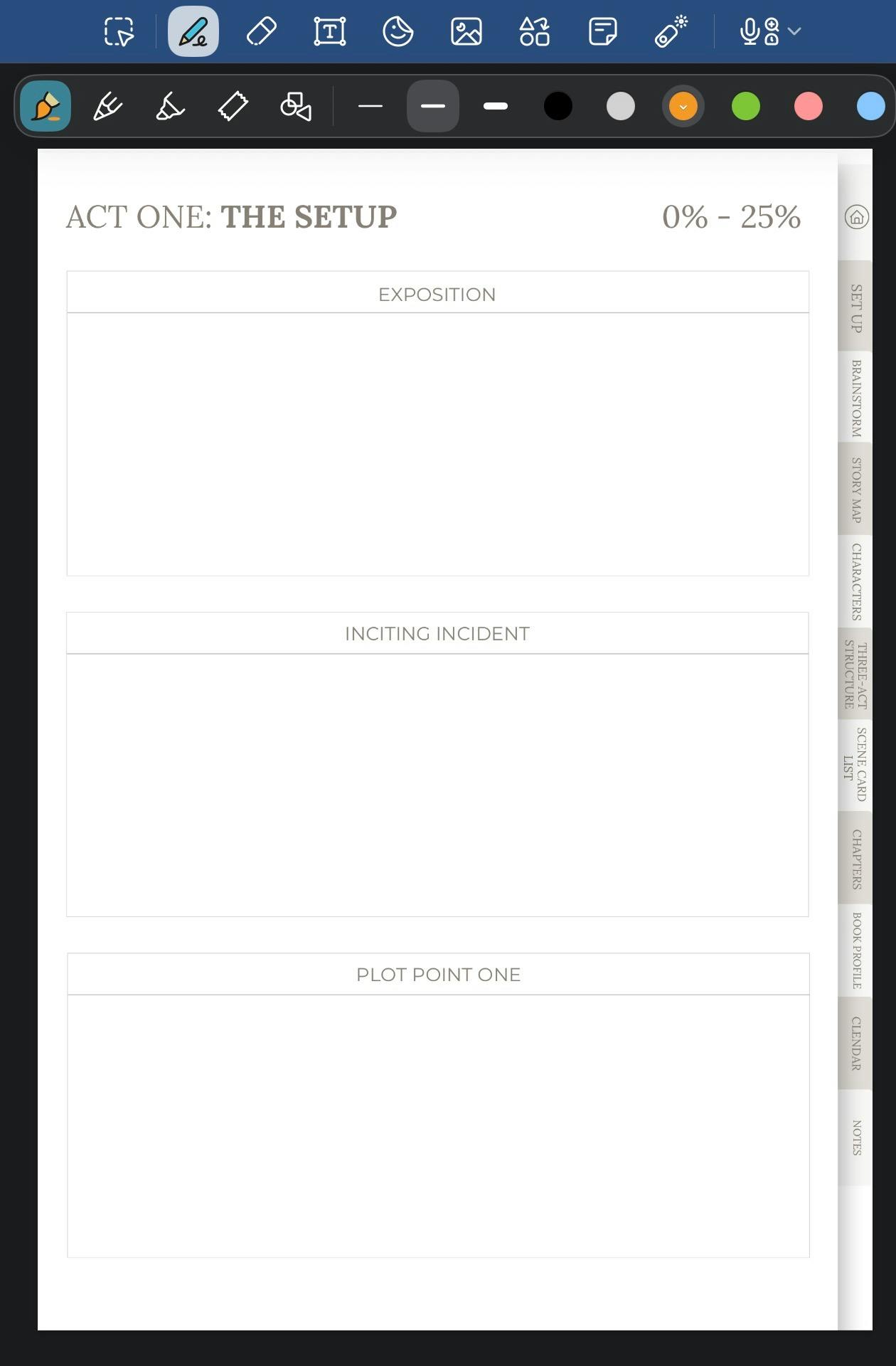 Screenshot des Planers für Akt 1