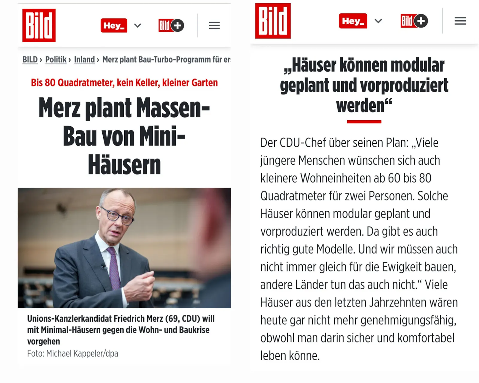 "Merz plant Massen-Bau von Mini-Häusern" von Bild online