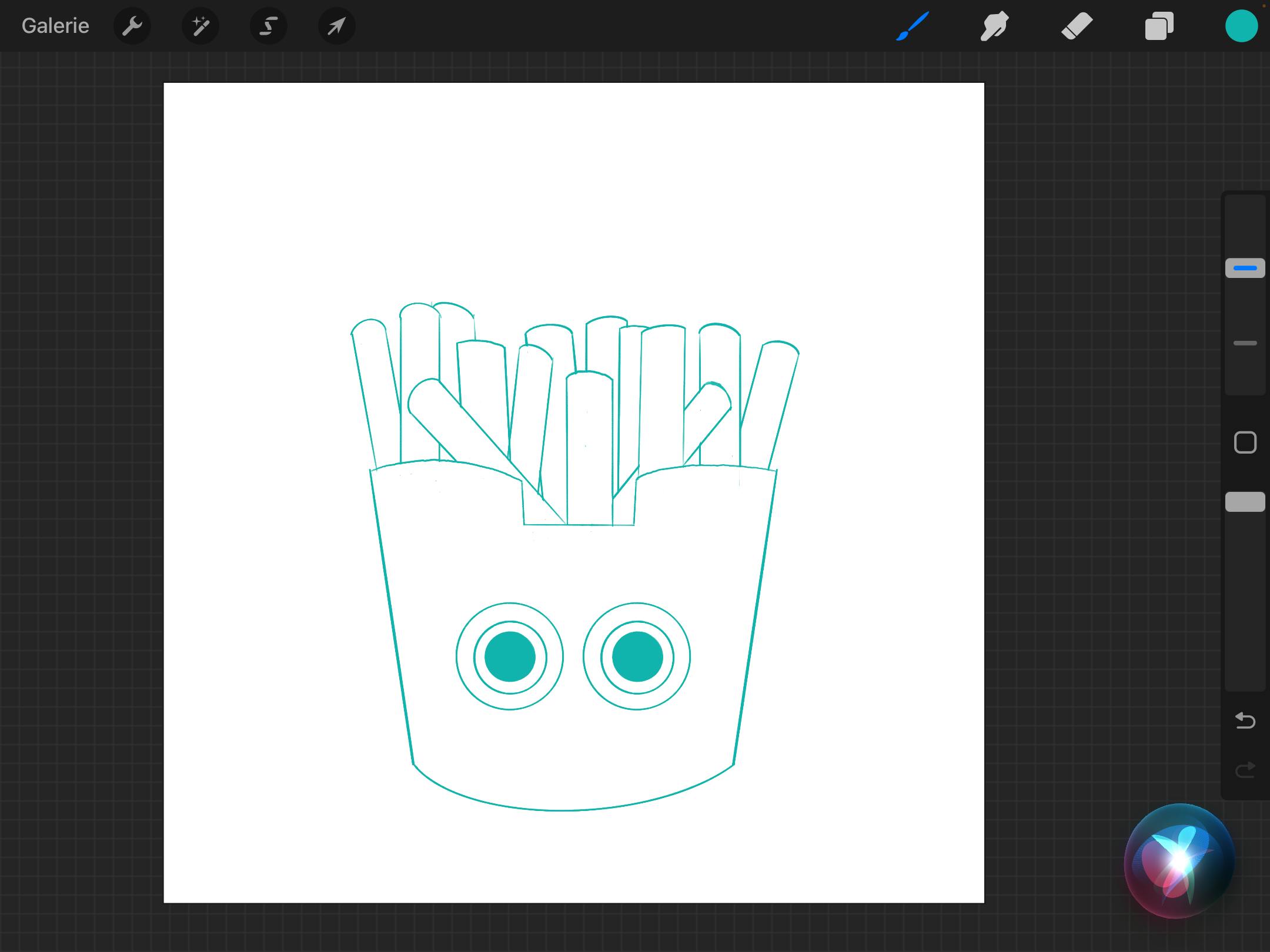 Zwei große Augen für die Cartoon Kawaii Pommes Tüte.