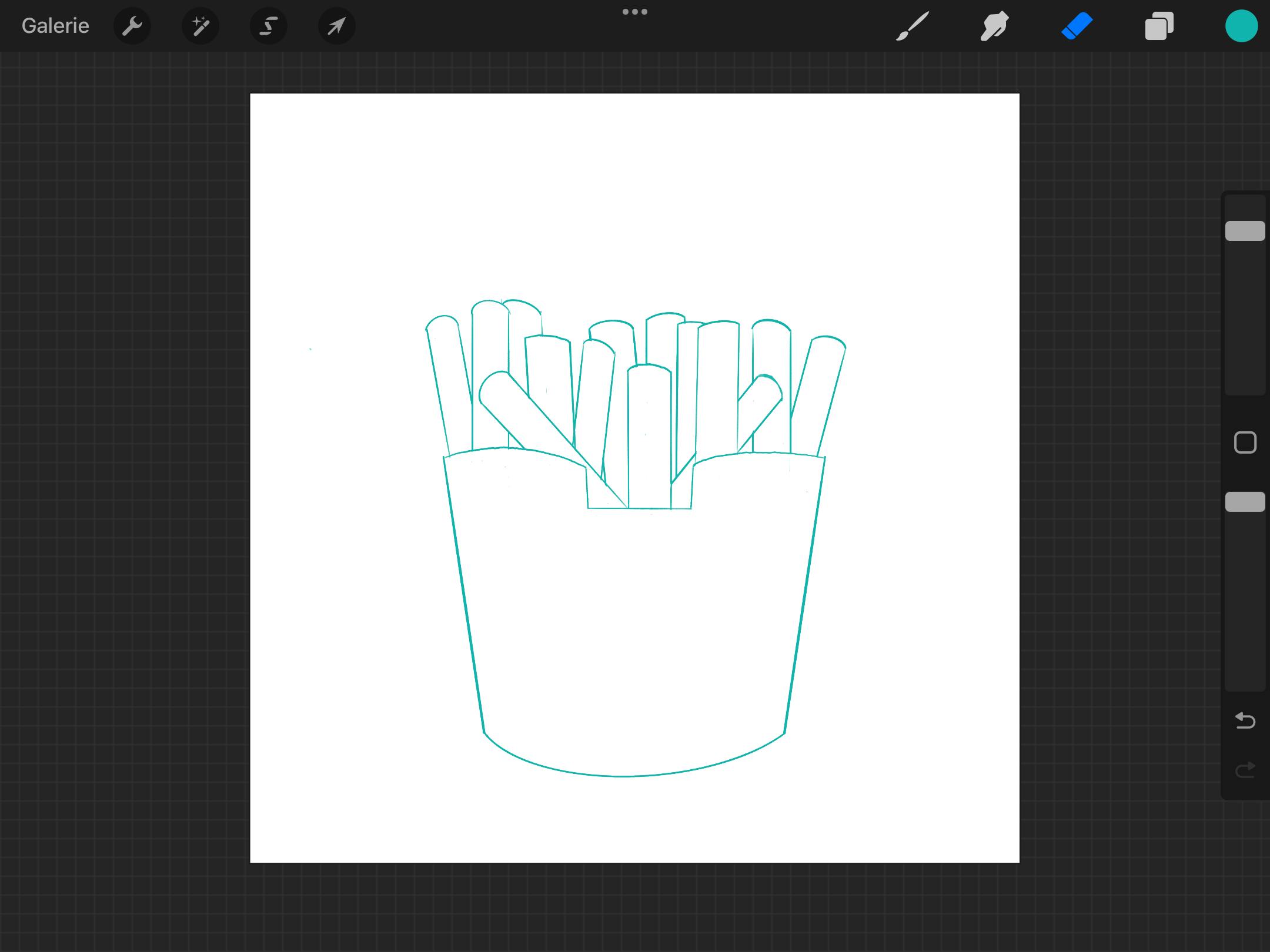 Pommes Tüte Schritt für Schritt als Kawaii Cartoon zeichnen in Procreate