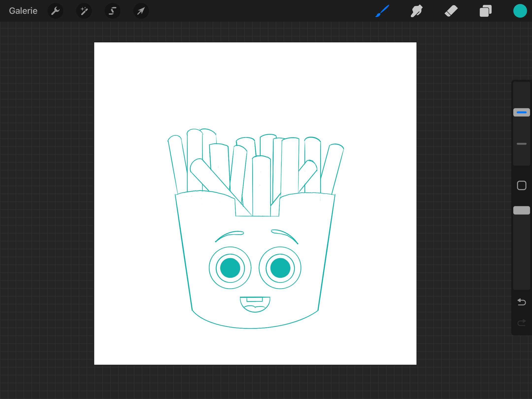 Fertige Cartoon Charakter Kawaii Pommes Tüte Schritt für Schritt erklärt.