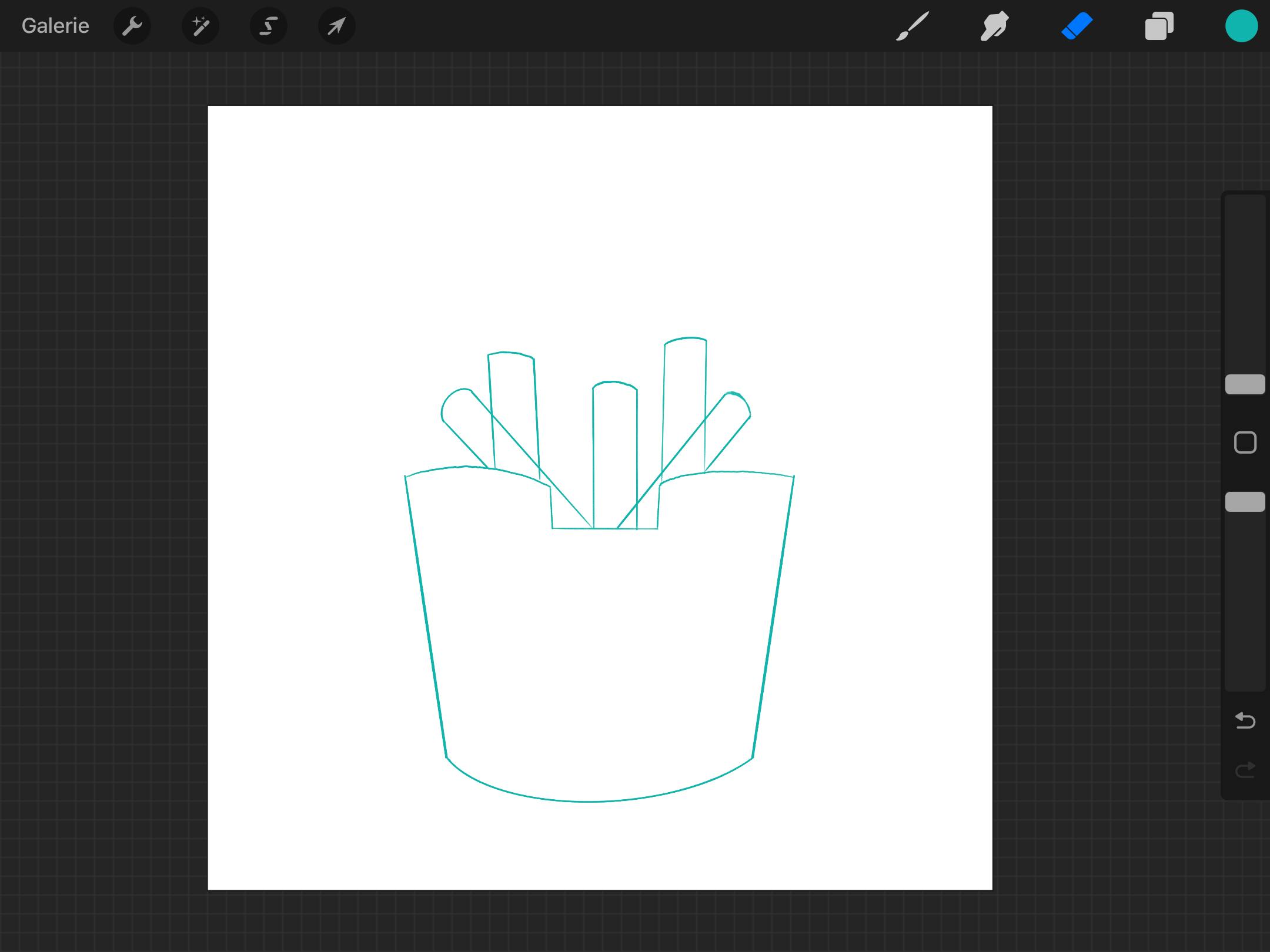 Pommes zur Pommes Tüte. Cartoon Kawaii Charakter Design