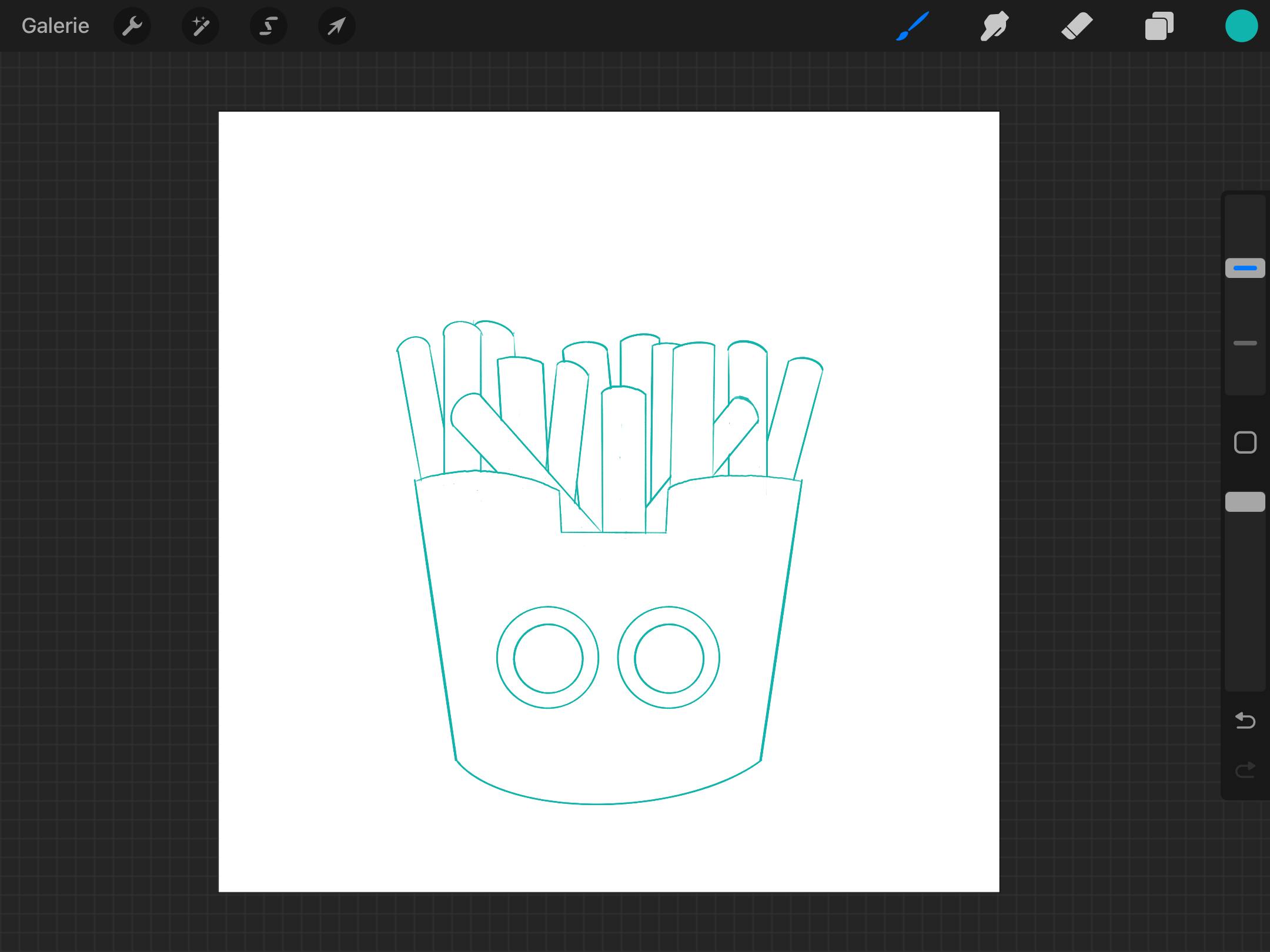 Beide große Augen zur Pommes Tüte im Cartoon Charakter Design. Kawaii