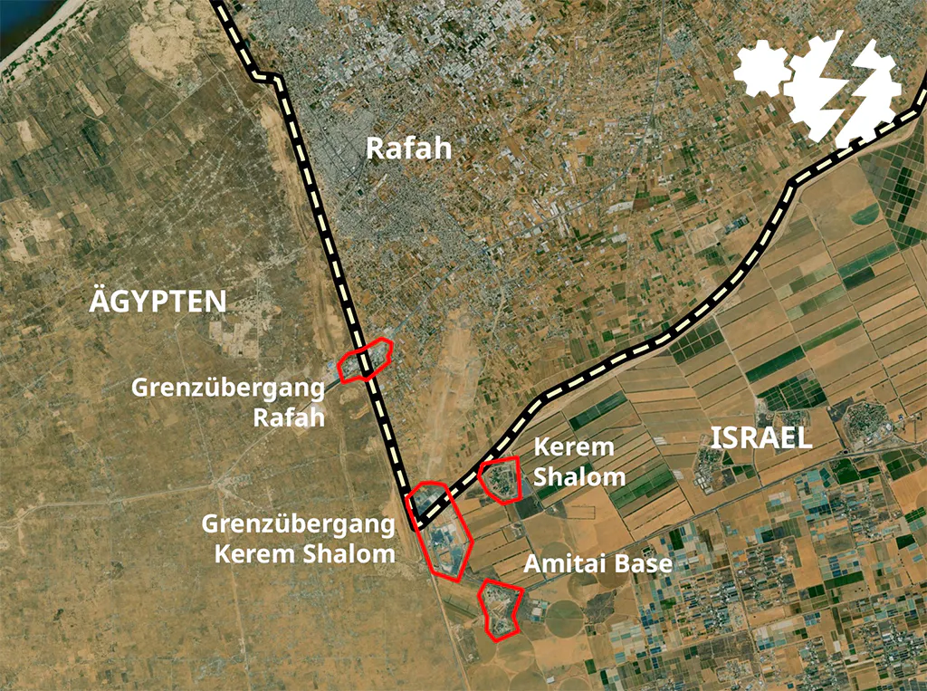Karte des Gebietes mit den Grenzübergängen