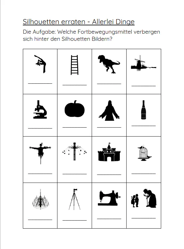 Erraten Silhouetten erraten - BLOG - Aktivierungen