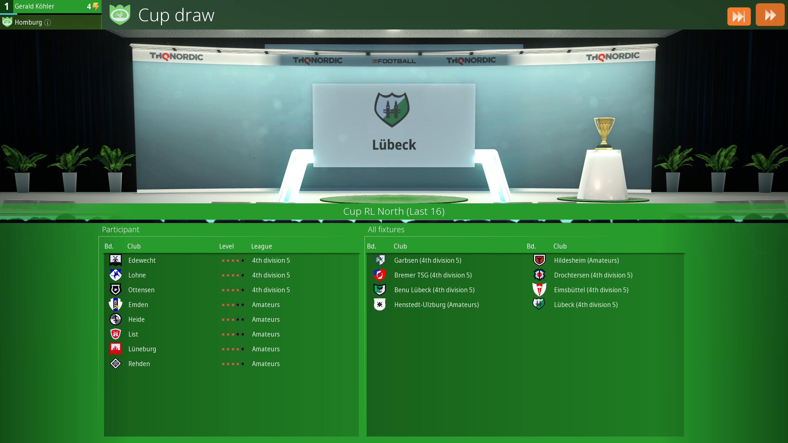 The screenshot shows the draw for a regional cup competition.