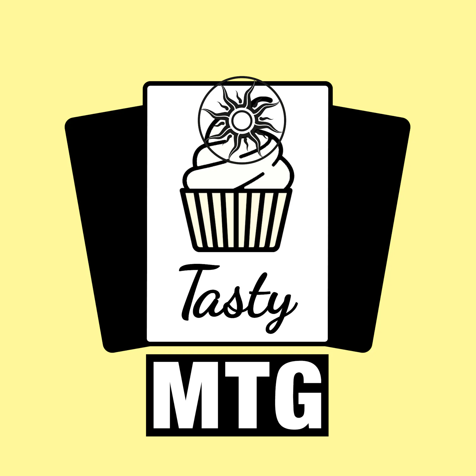 Das Logo zur aktuellen Folge: Der Tasty-Muffin ist ganz weiß und hat als Schmuck das Logo des Commander Kompass Podcasts
