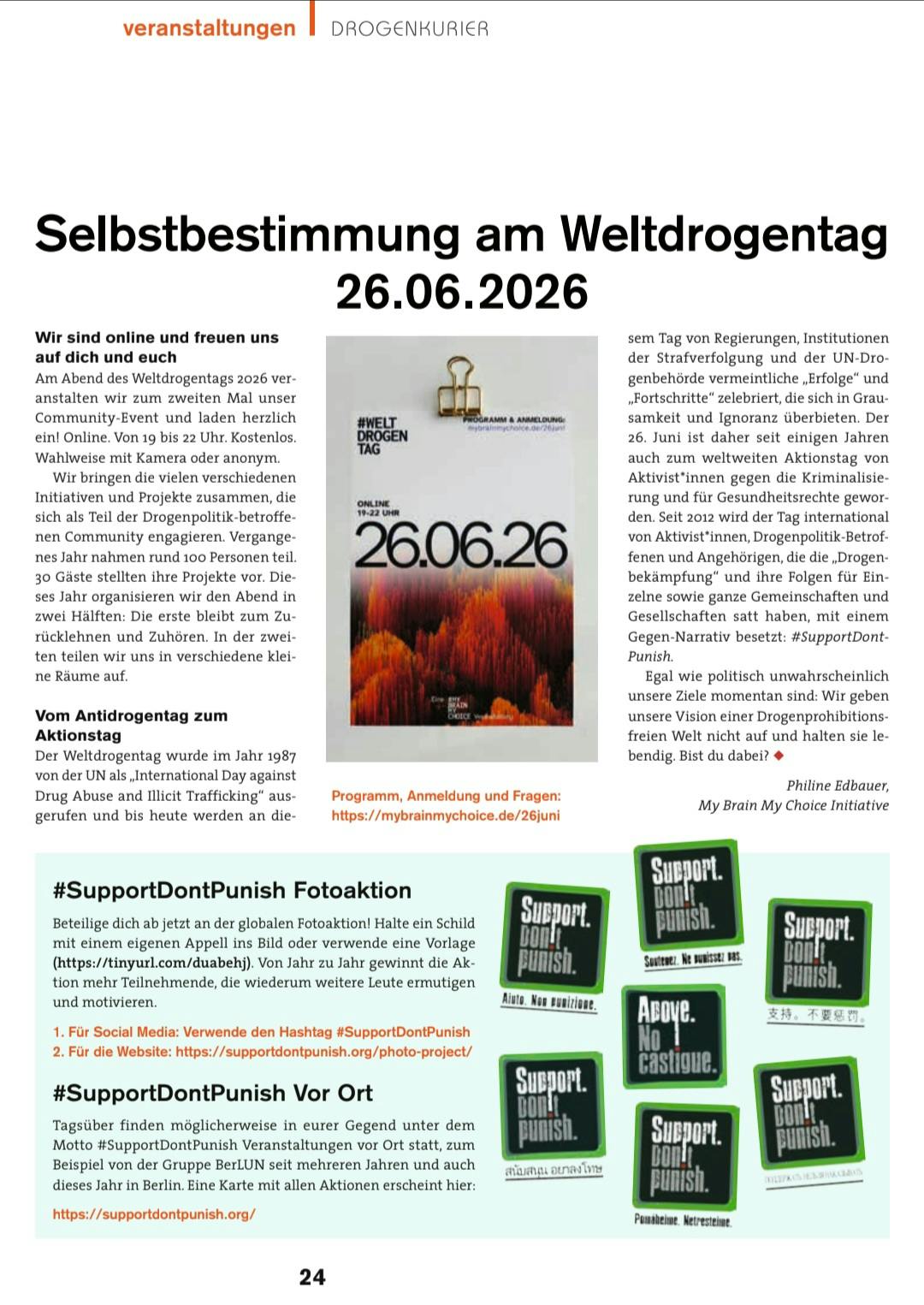Screenshot des Artikels im Drogenkurier Nr. 146 auf S.24