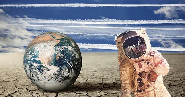 Klimawandel, Chemtrails, Mondlandung - Bildercollage / Bilderquelle: Freepik, Canva
