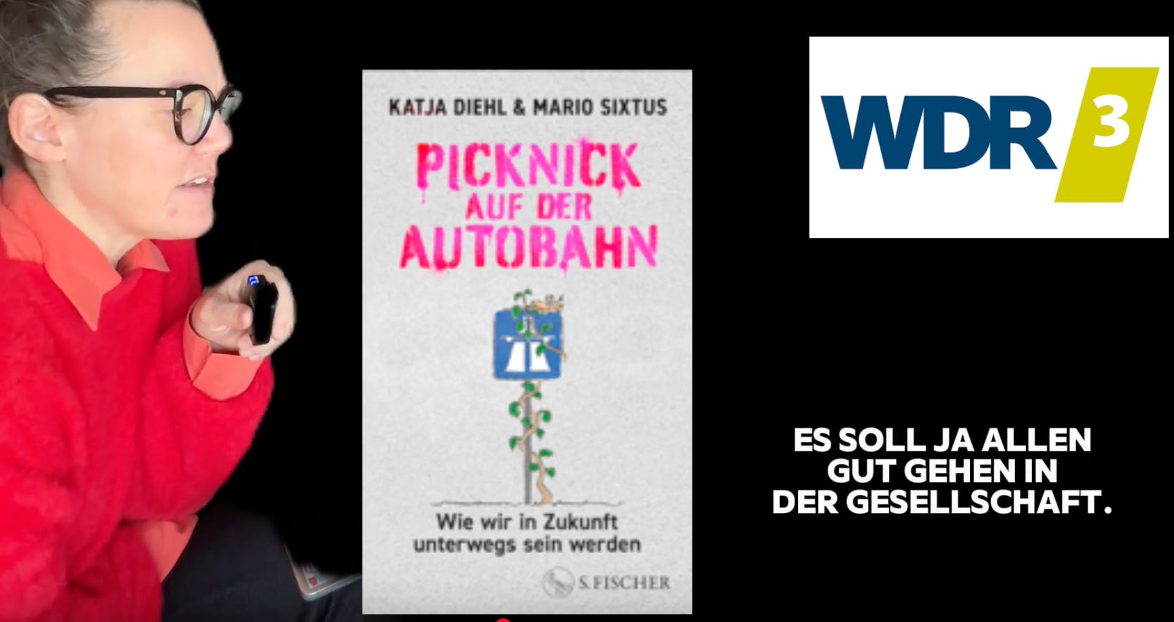 Screenshot aus einem Video, das ich von einem WDR-Interview zum Buch "Picknick auf der Autobahn" gemacht habe.