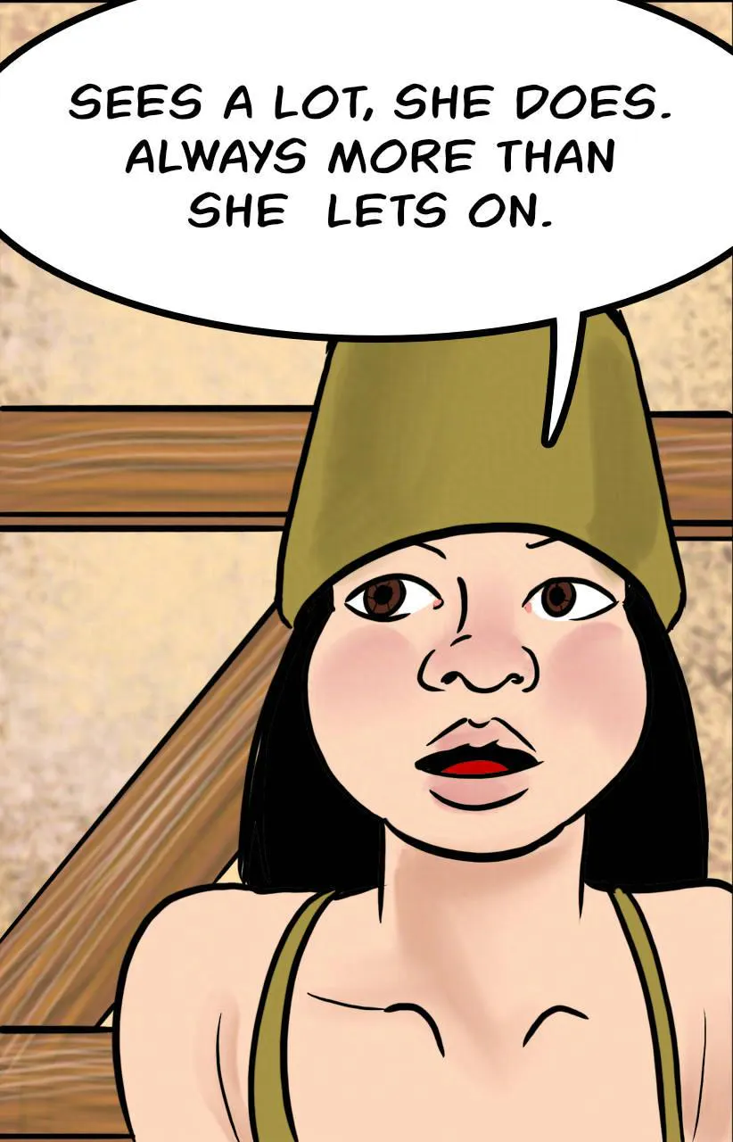 Panel 6.
Marion: Sees a lot, she does. Always more than she lets on.