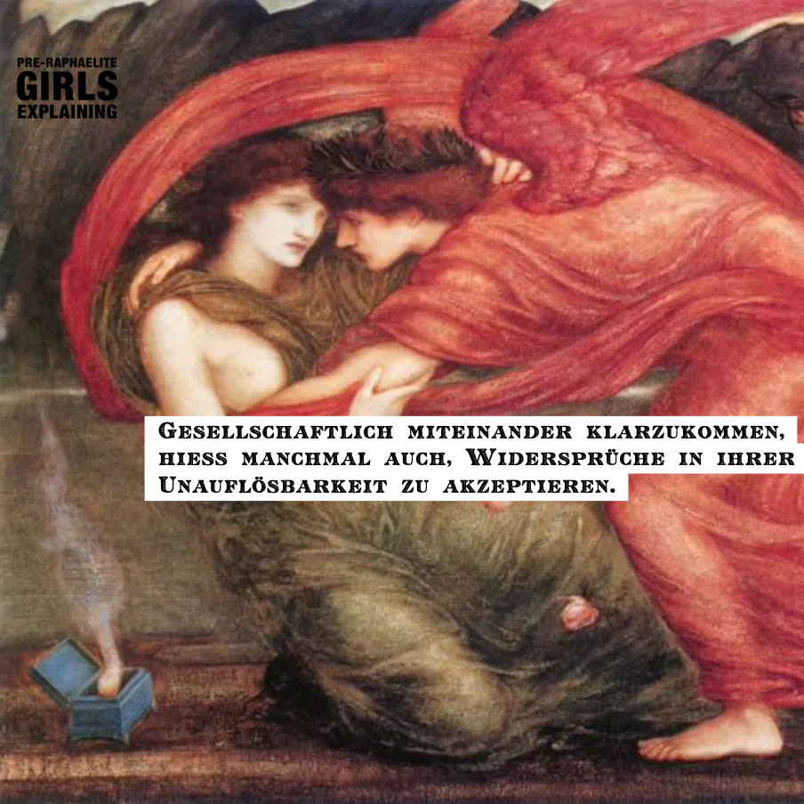 Sich umarmende Figuren. Text: Gesellschaftlich miteinander klarzukommen, hieß manchmal auch, Widersprüche in ihrer Unauflösbarkeit zu akzeptieren.