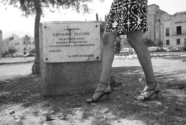 Der Gedenkstein an den ermordeten Staatsanwalt Giovanni Falcone in Palermo.