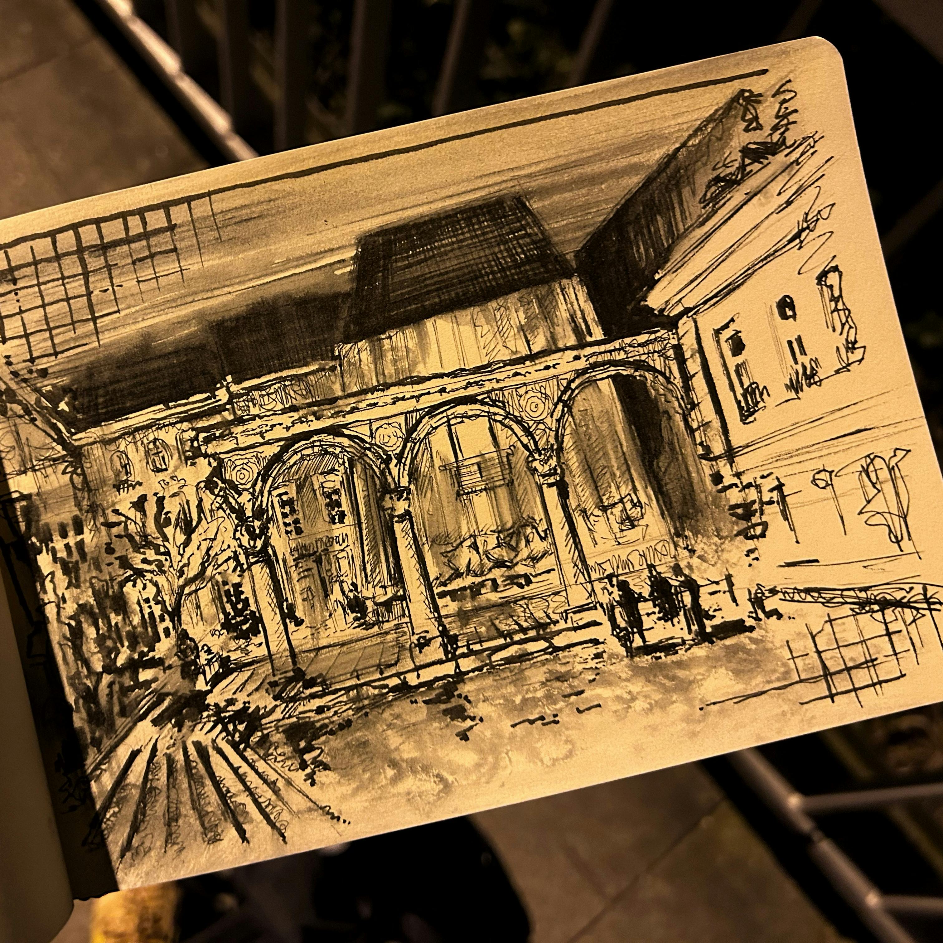 Urban Sketch von Aachen, Hof, Sketchbook