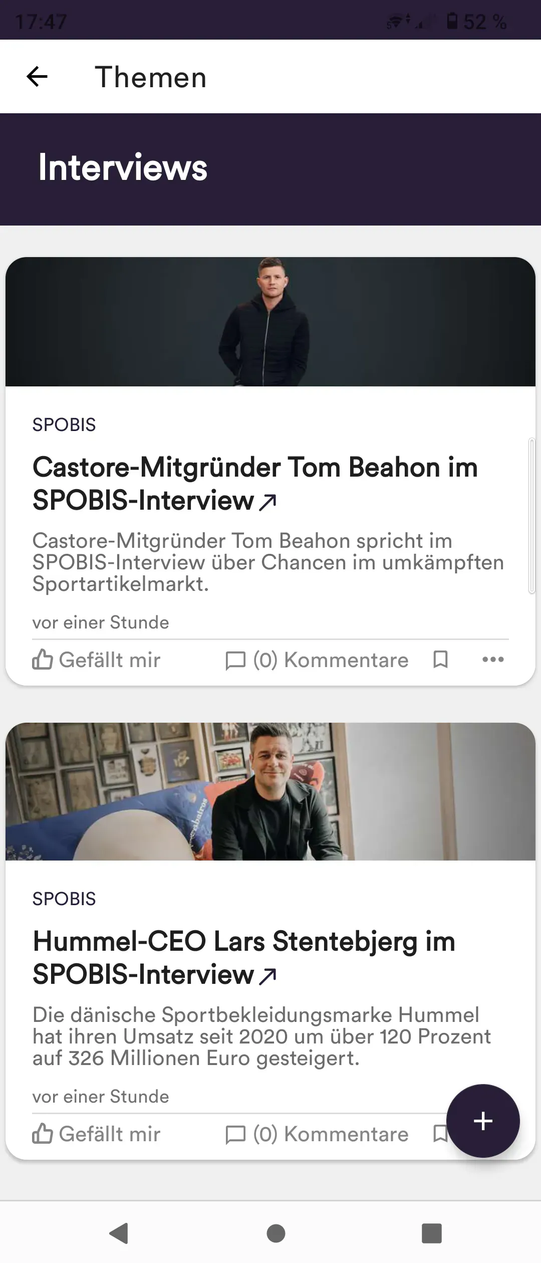 Themenfeed-Interview in der Trikot-Community