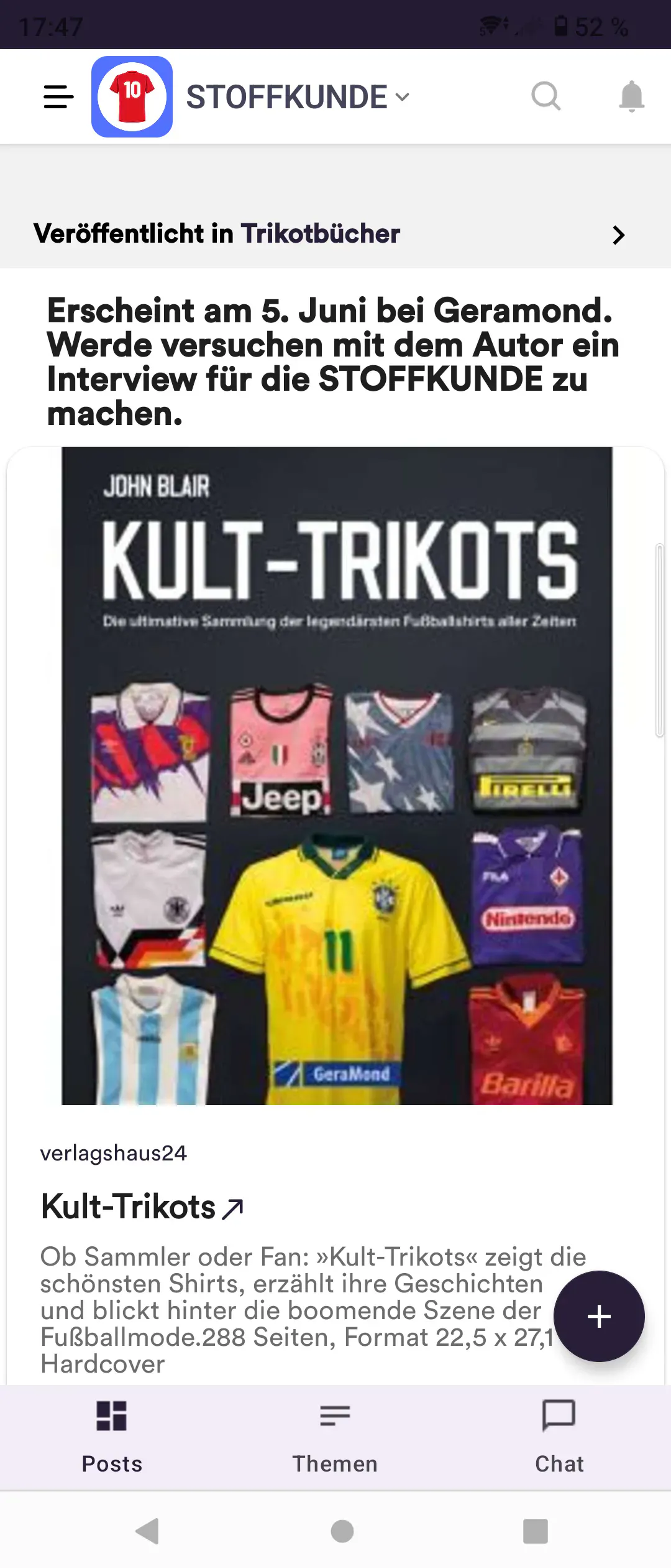 Der Postsfeed in der Steady Trikot-Community-App