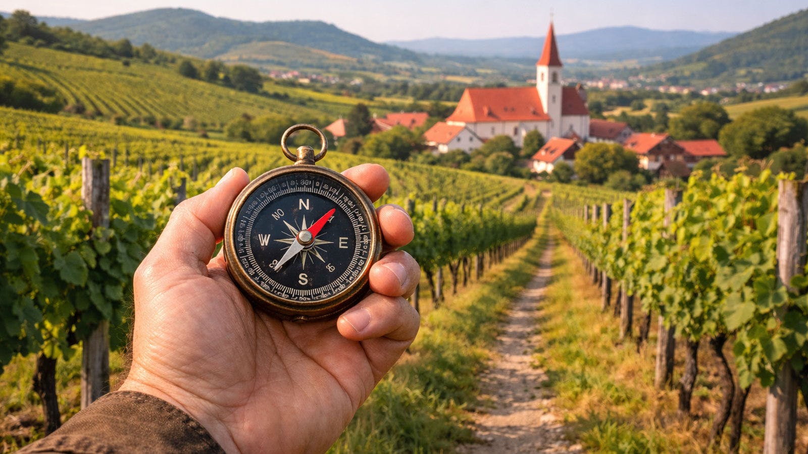 KI-generiertes Bild einer Hand, die einen Kompass hält.