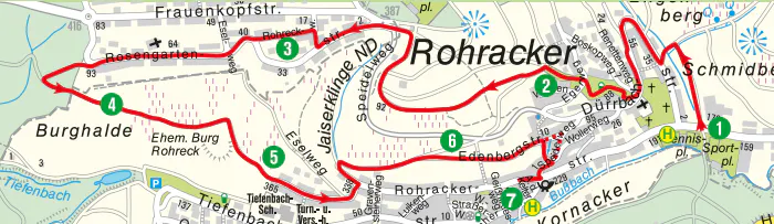 Die Route des Weinwanderwegs Rohracker. Karte: Steilwerk