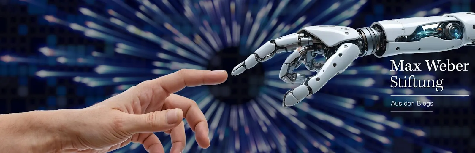 menschlicher Finger trifft Roboterfinger