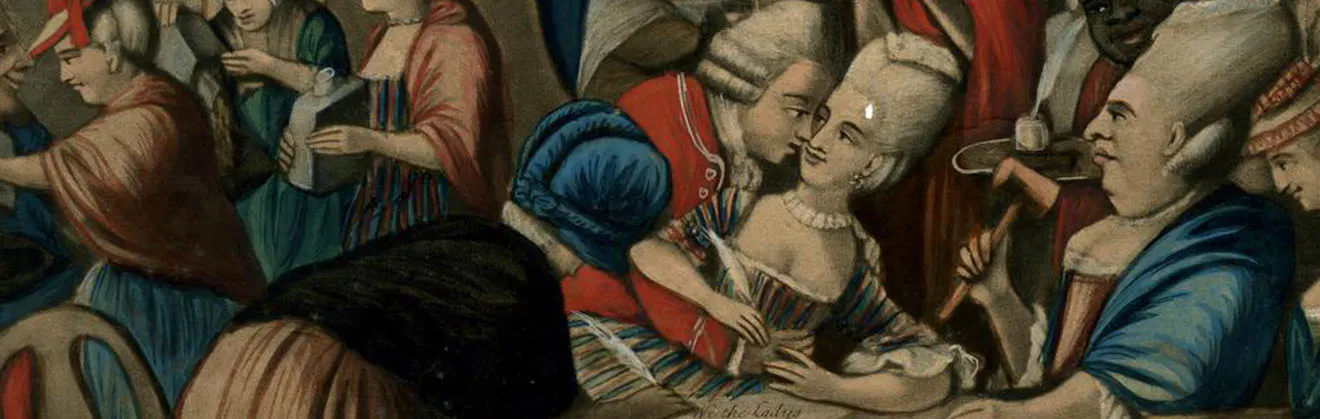 A Society of Patriotic Ladies At Edenton in North Carolina (1775) shows women perched over table, writing a document