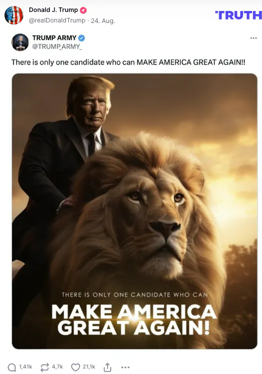 Credit: Donald Trump auf Truth Social