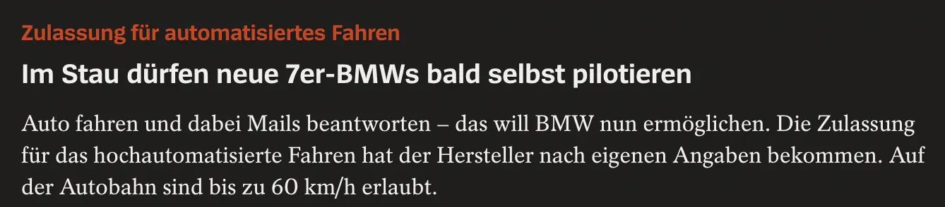 Im Stau dürfen neue 7er BMW bald selbst pilotieren. Screenshot.