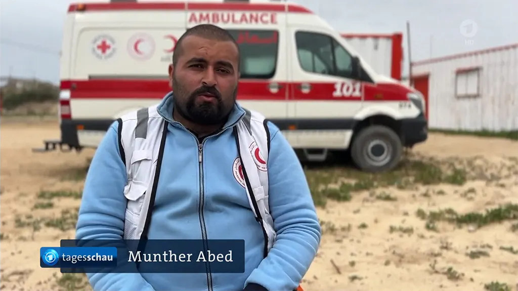 Munther Abed im Interview, Screenshot der Tagesschau.