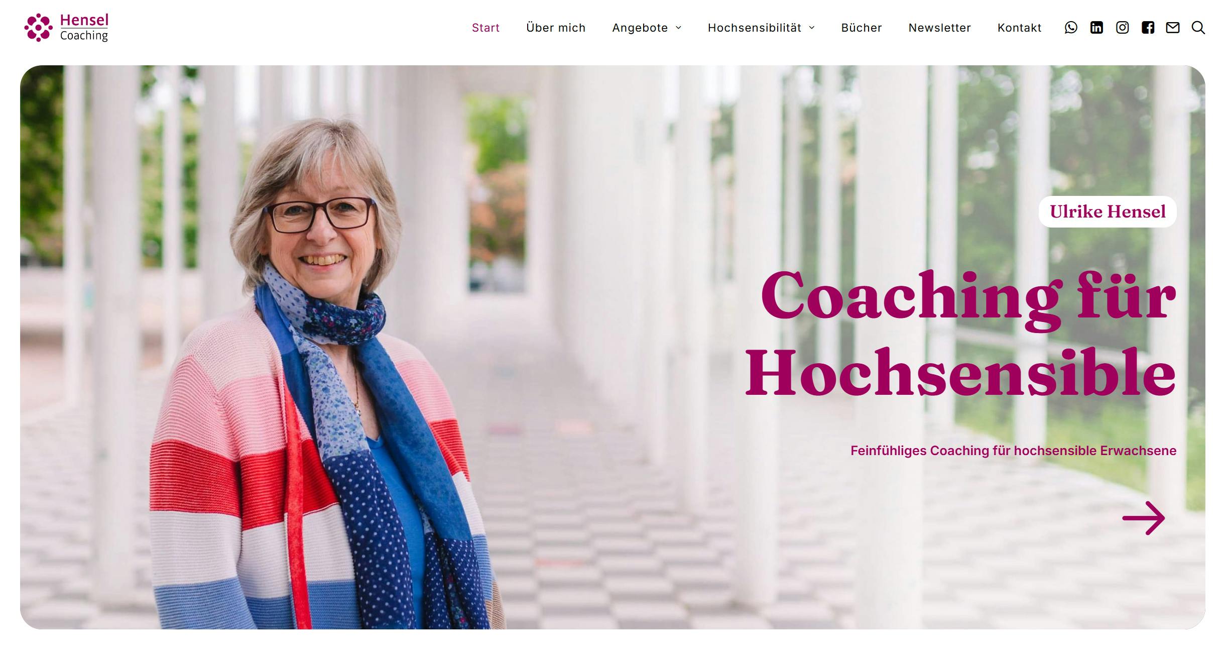 Die Startseite meiner neuen Website