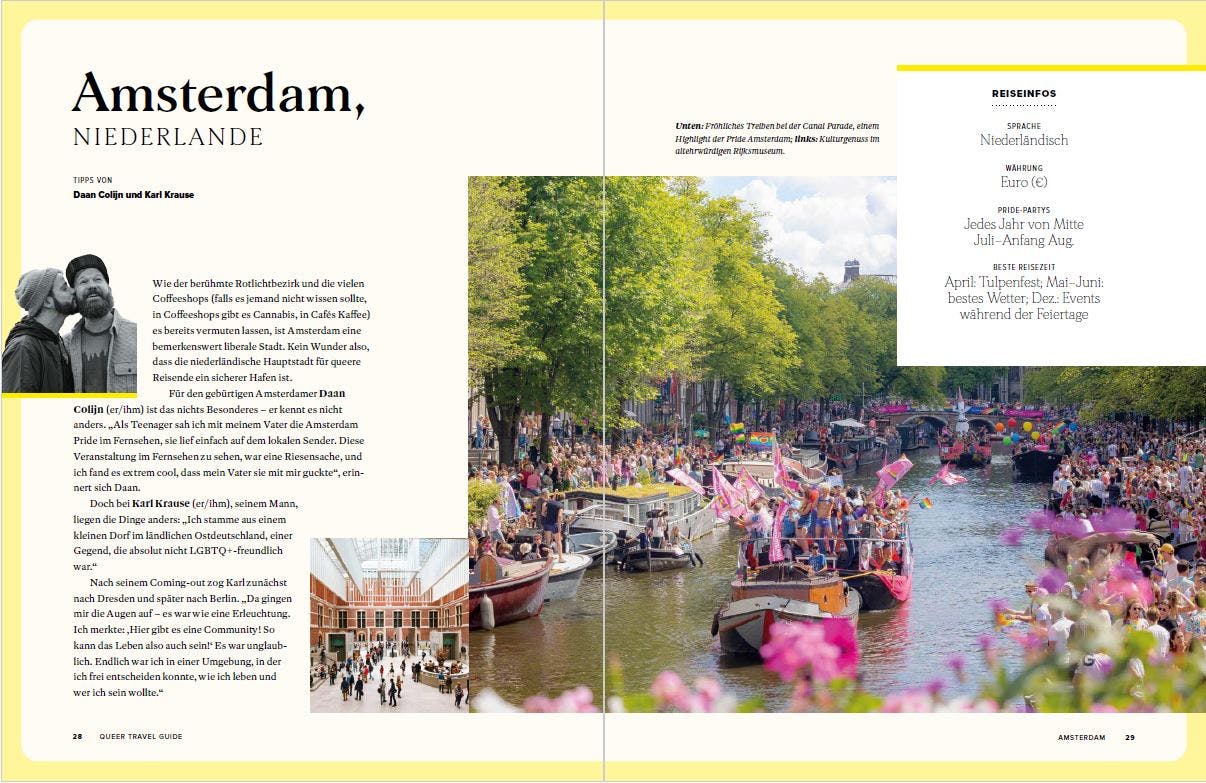 Seitenansicht Amsterdam in Lonely Planet Queer Travel Guide