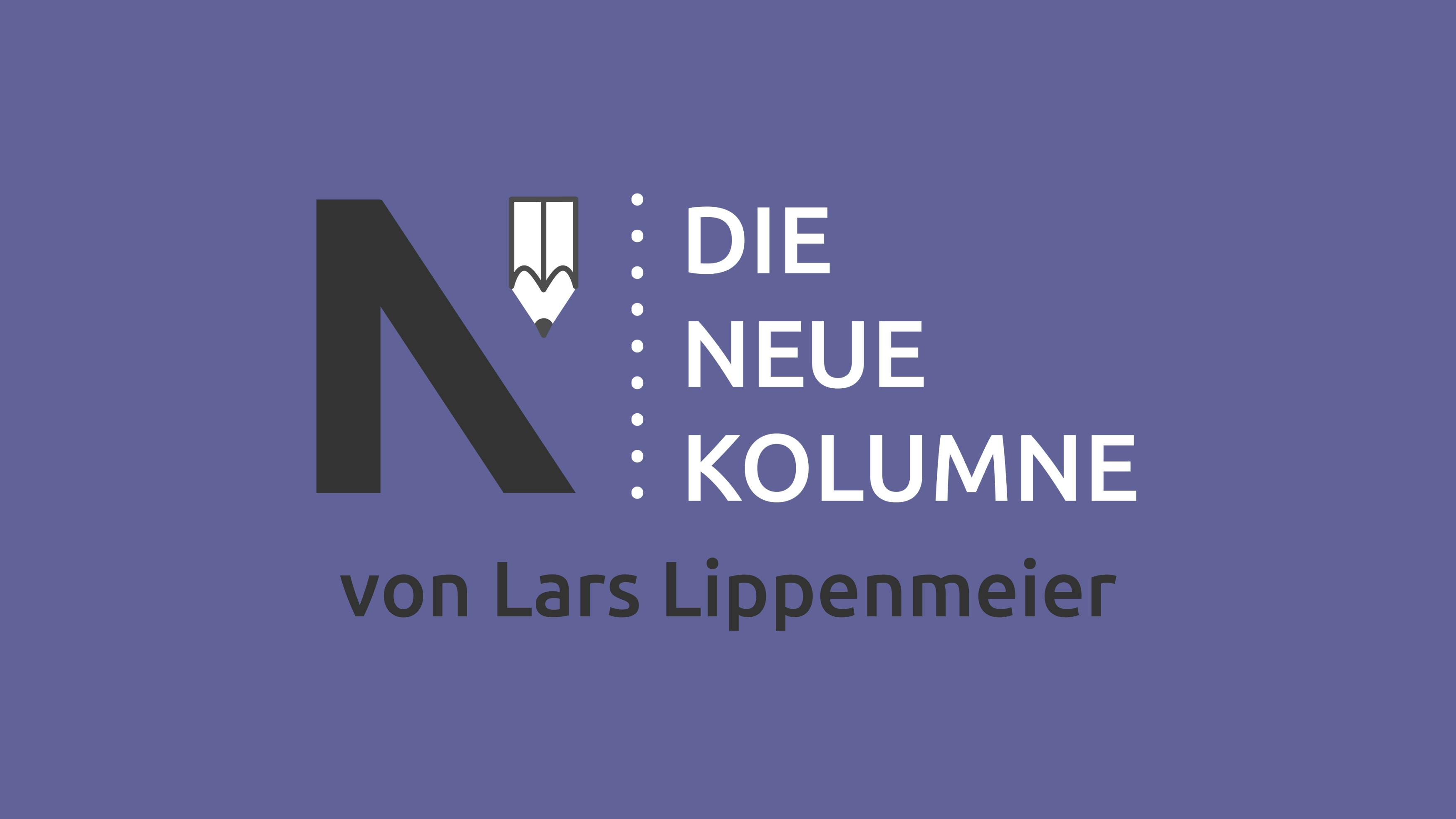 Das Logo von Die Neue Kolumne auf violetten Grund. Unten steht: von Lars Lippenmeier.