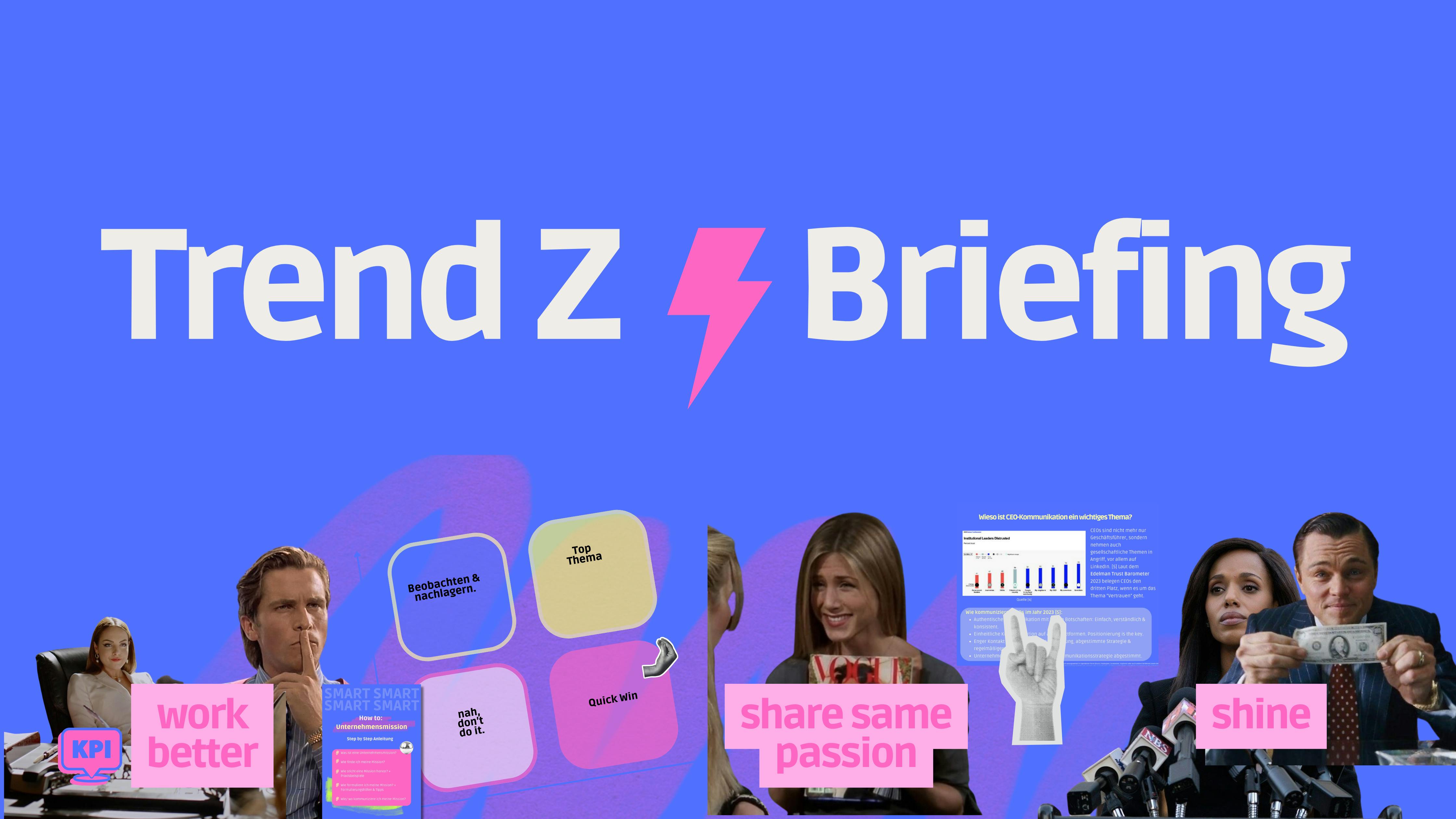 Trend Z Briefing Banner: Die neusten Trends aus dem Kommunikationsmanagement
