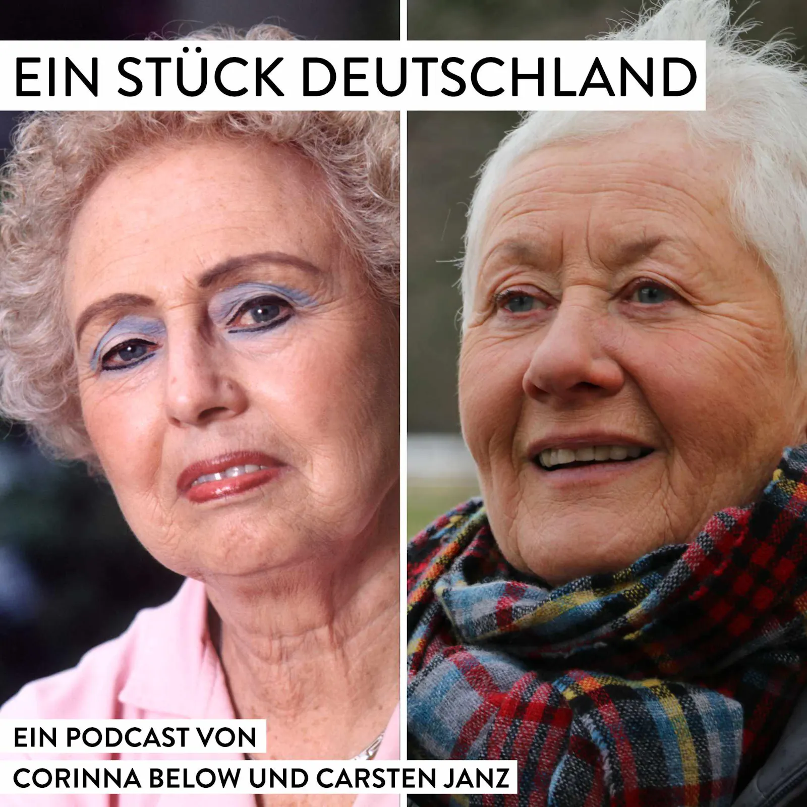 Titelbild der 44. Folge von EIN STÜCK DEUTSCHLAND - der Podcast. Zu sehen sind zwei Frauen: die Protagonistin Rut Marx und die Sprecherin Jutta Hagemann